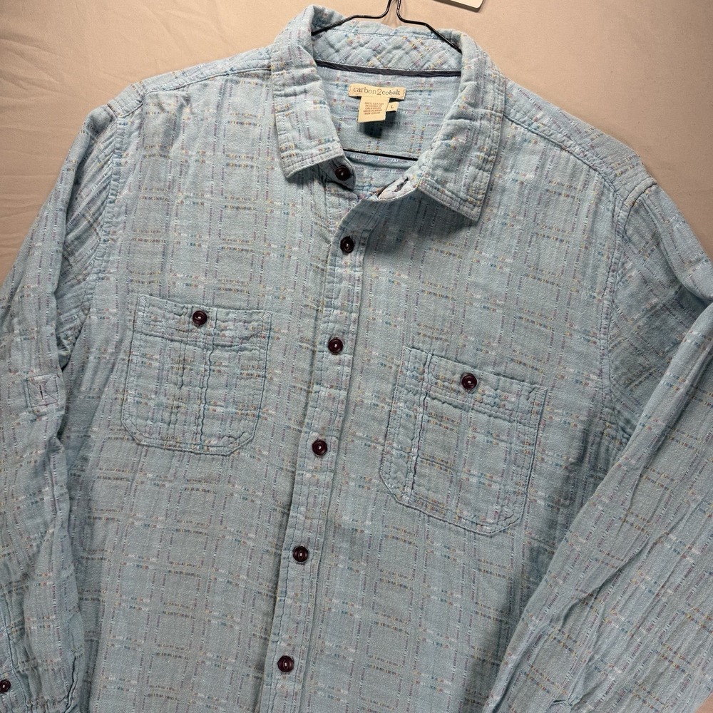 Carbon 2 Cobalt Shirt Mens Large Blue Button Up Confetti Party Long Sleeve